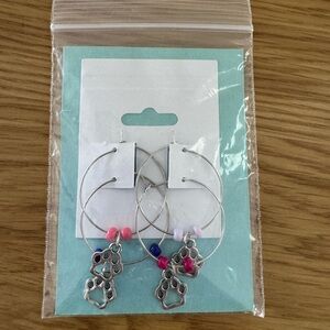 Howie Creations Silver Wine Glass Charms Multiple Color & Paw Charm - NWOT